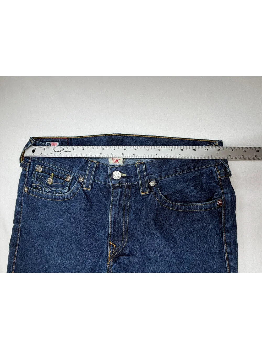 True Religion Men's Jeans Straight Denim Mid Rise 5 Pocket Solid Size 36 Blue